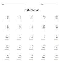 3 Digit and Mix Subtraction Worksheets - Free Lesson Plans by ...