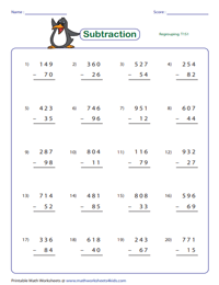3 digit subtraction worksheet with regrouping
