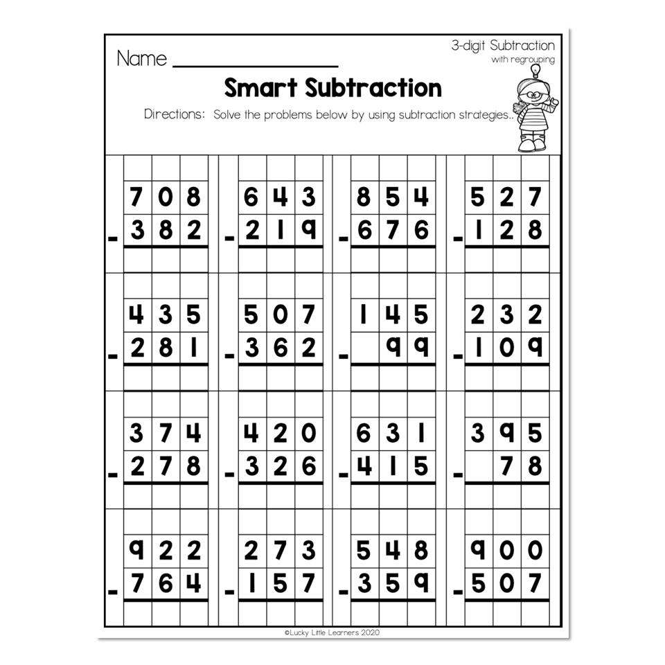 3 digit subtraction worksheet with regrouping