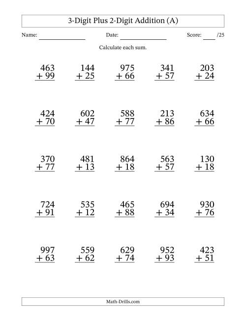3 digits addition worksheet