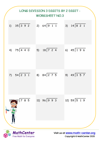 3 digot decimal division worksheet