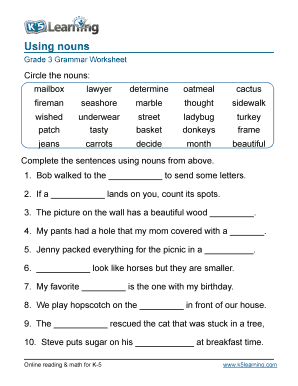 Worsheets library Grade 3 Grammar Worksheet Using Nouns_DSA - Fill and ...