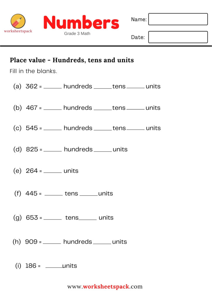 Place Value Worksheets - worksheetspack