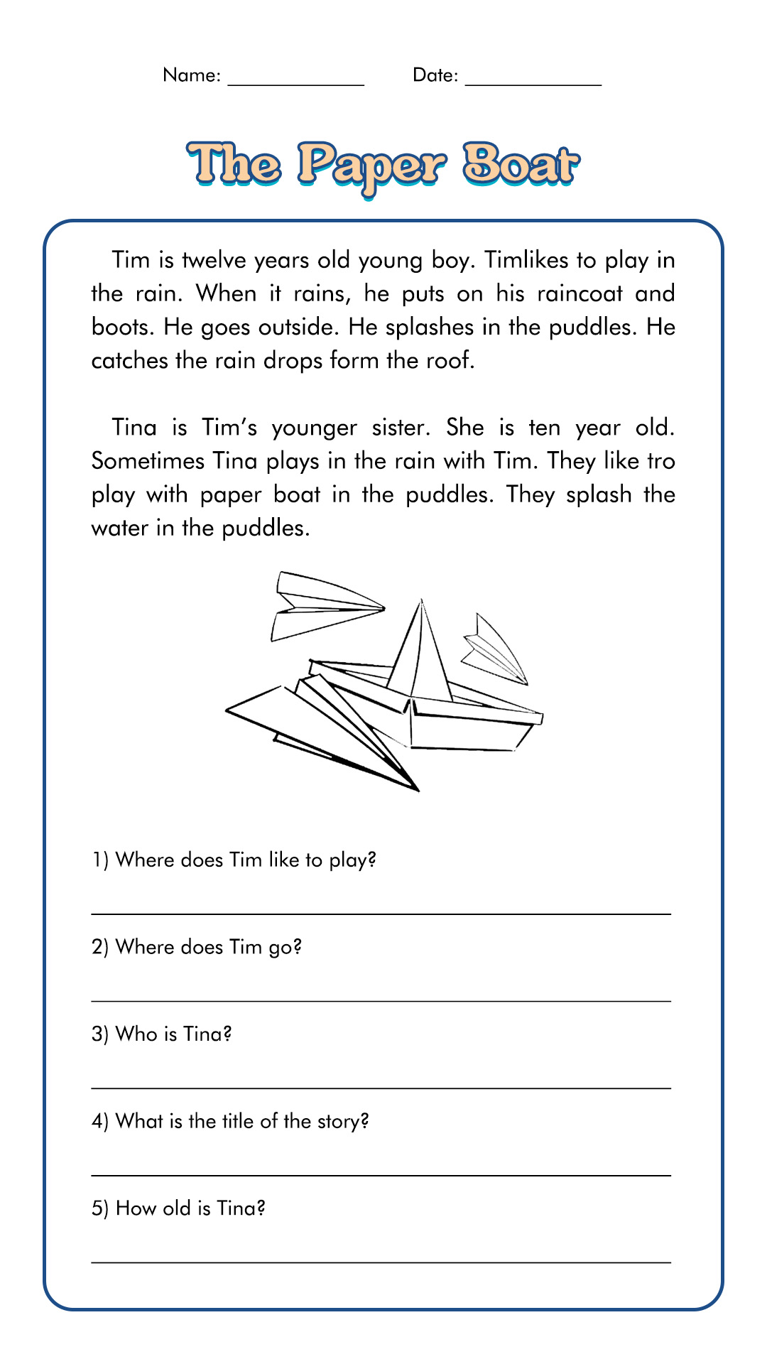 3 grade reading worksheet