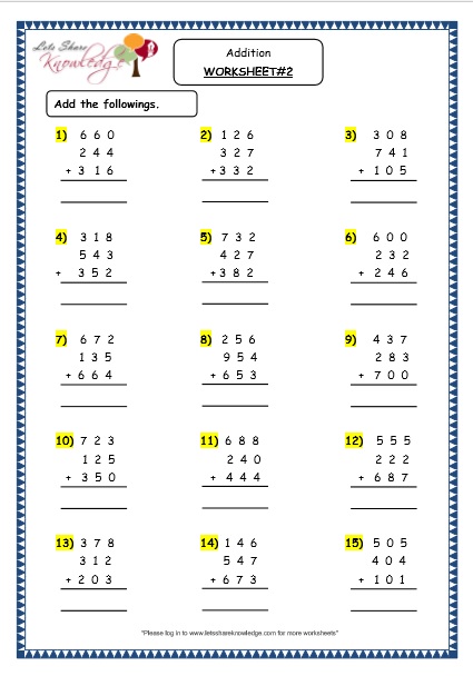 Grade 4 Maths Resources (1.4.1 Addition of 3 digit numbers with ...