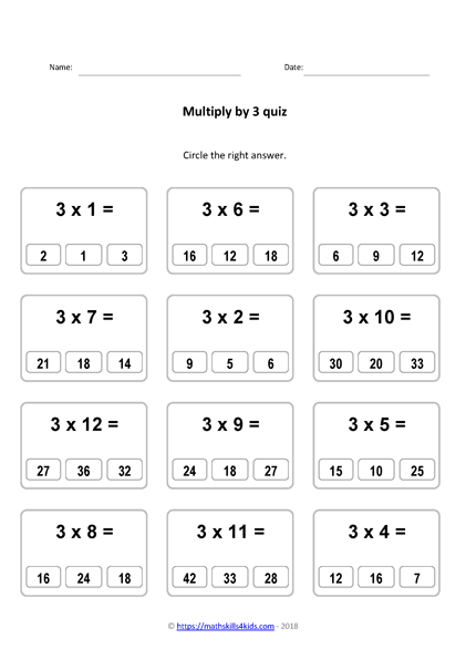 3 time table worksheet