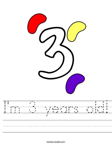 Im 3 years old Worksheet - Twisty Noodle