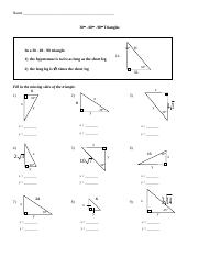 30 60 90 triangle worksheet with answers