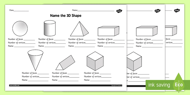 Shape Worksheets | 3D Shapes Drawing Skils (teacher made)