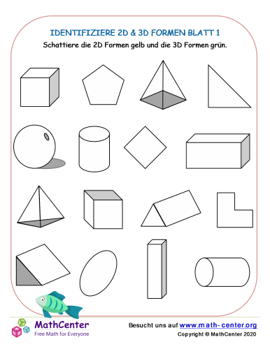 Identifiziere 2D &  3D Formen Blatt 1 | Arbeitsblätter | Math Center