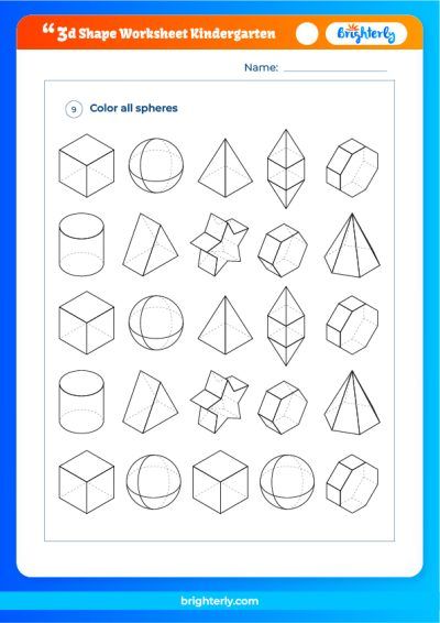 3d shapes kindergarten worksheet