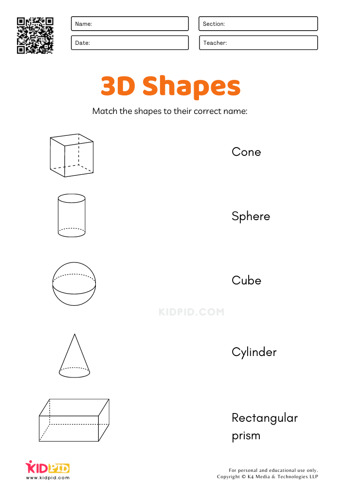3d shapes worksheet first grade