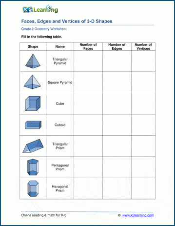 3d shapes worksheet grade 4