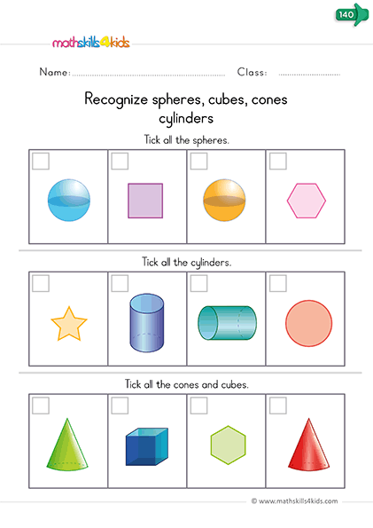 3D Shapes worksheets and activities for kindergarten