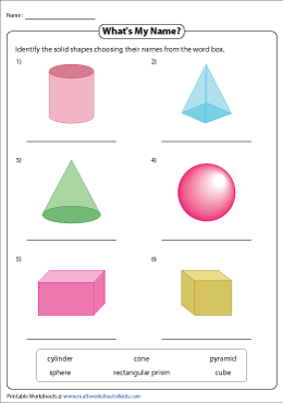 Identifying and Labeling 3D Shapes Worksheets