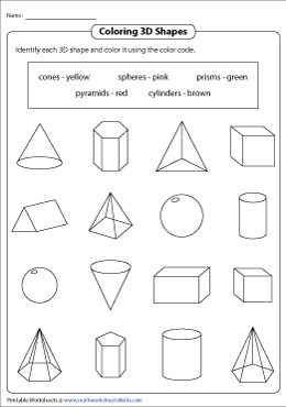Identifying and Labeling 3D Shapes Worksheets
