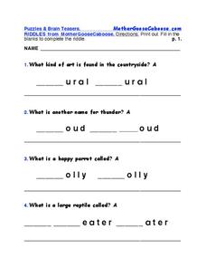 3rd grade brain teasers worksheet
