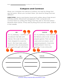 3rd grade compare and contrast passages worksheet