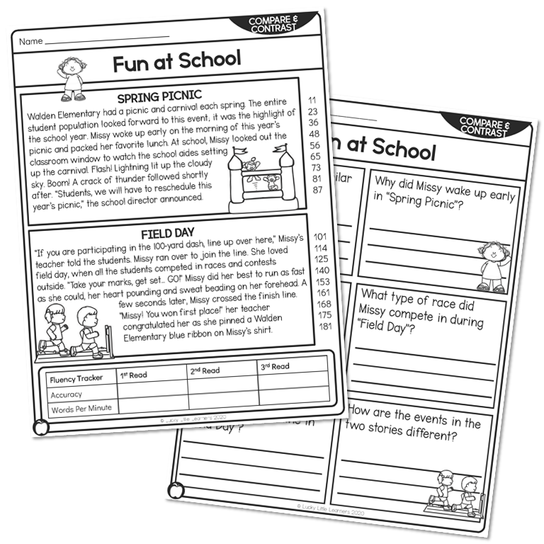2nd Grade Fiction Compare and Contrast Reading Passage - Fun at ...