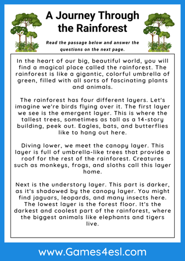 Free 3rd-Grade Reading Comprehension Worksheets | Games4esl