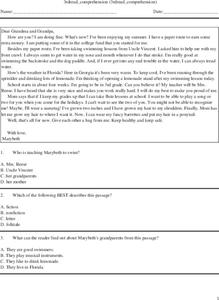 Reading Comprehension Worksheet for 3rd Grade | Lesson Planet