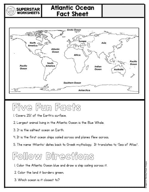 Seven Continents &  Oceans Worksheets -Worksheets Library