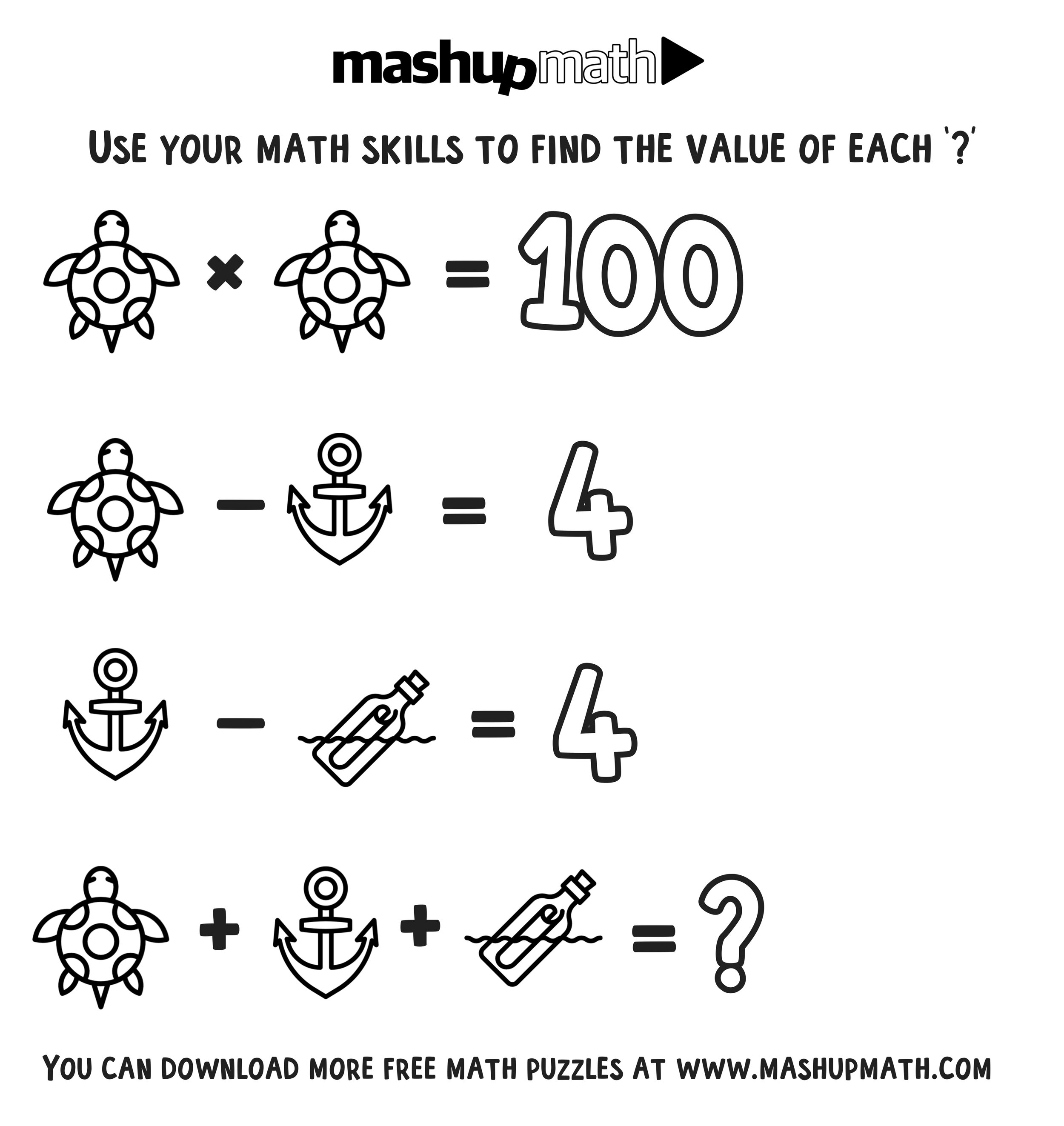 Free Math Coloring Worksheets for 3rd and 4th Grade — Mashup Math