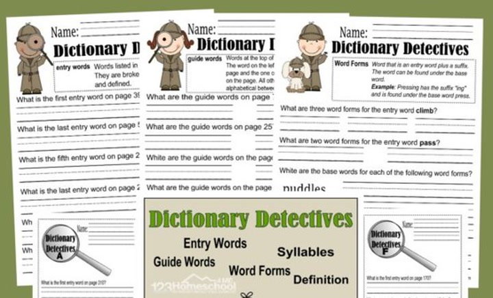 Dictionary Detective Worksheets for Kids