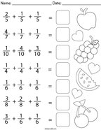 Third Grade Fractions Math Worksheets - Twisty Noodle