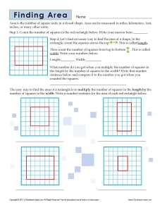 3rd Grade Finding Area Worksheets | Geometry