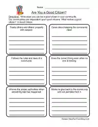 Good Citizenship Worksheet by Teach Simple