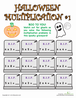 Halloween Multiplication | Worksheet 