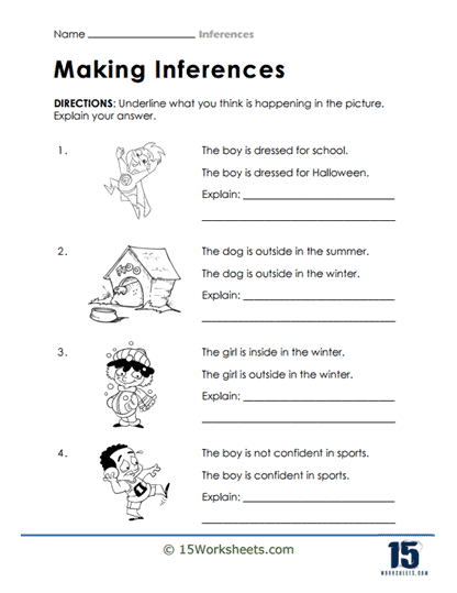 1st Grade Reading Comprehension Making Inferences Worksheets