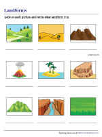 Landforms Worksheets