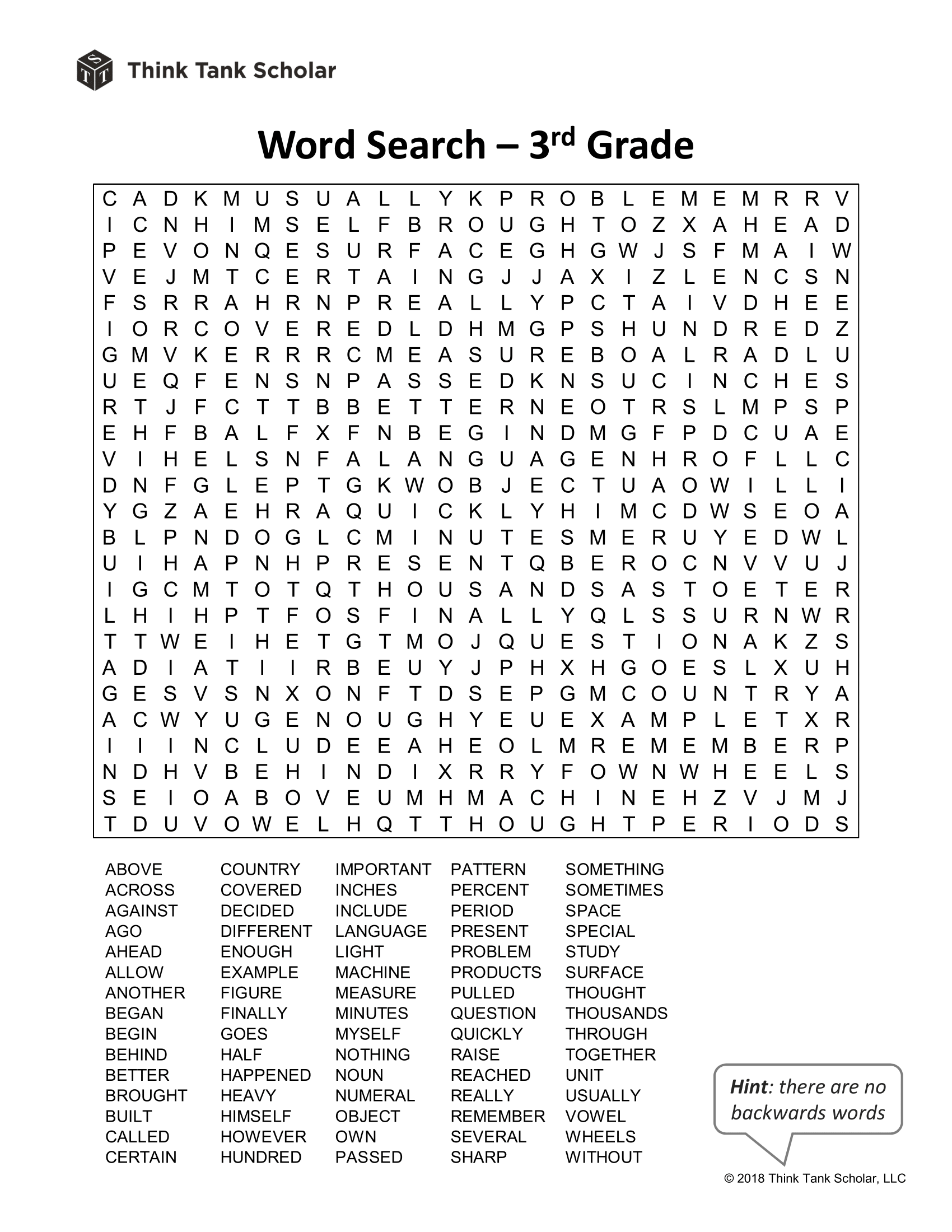 Sight Words Worksheet (FREE) Word Search 3rd Grade Printable ...