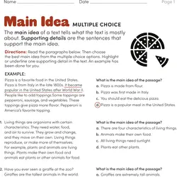 Printable 3rd Grade Identifying the Main Idea Worksheets ...