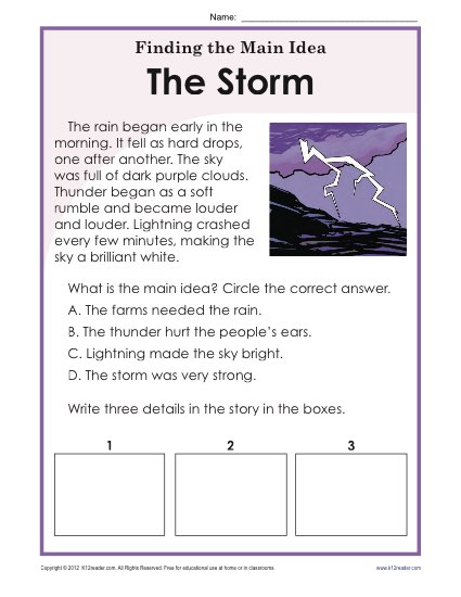 3rd grade main idea worksheet