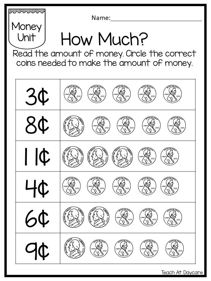 25 Circle the Correct Amount of Money Worksheets. Kindergarten ...