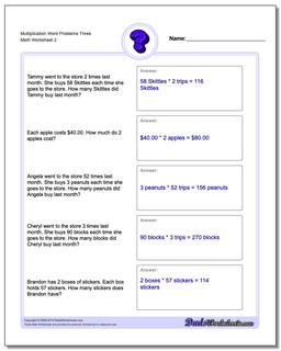 Word Problems: Multiplication Word Problems