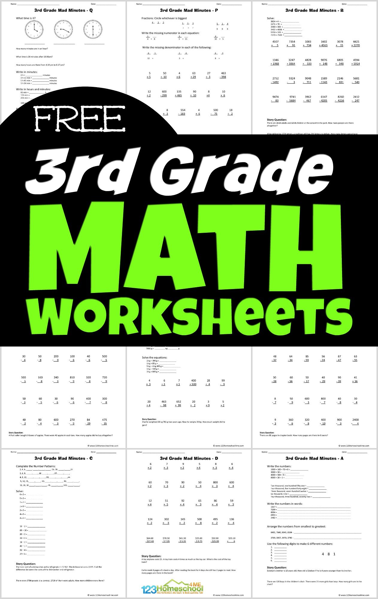 3rd Grade Math Worksheets - 123 Homeschool 4 Me