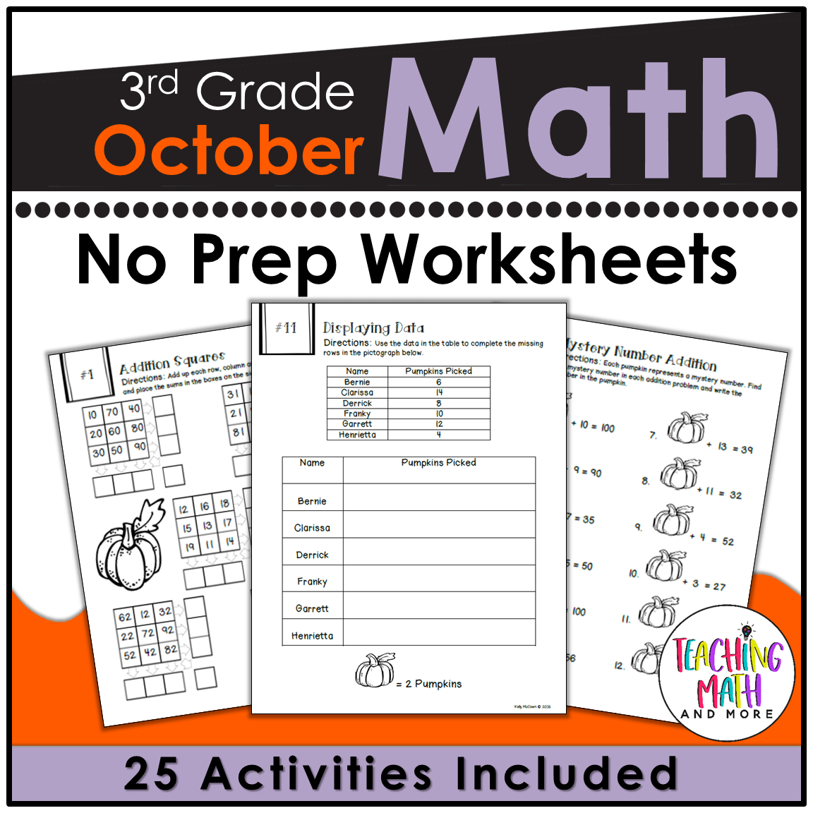 3rd Grade October Math Worksheets