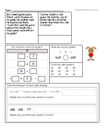 3rd Grade Math Review Worksheets | FreeEducationalResources.com