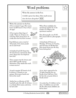 Word problems | 3rd grade, 4th grade Math Worksheet | GreatSchools