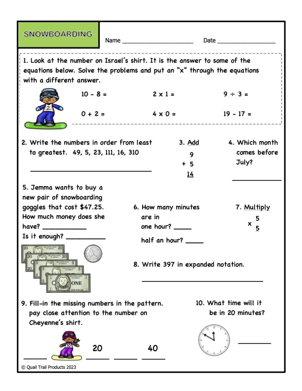 3rd grade math problems