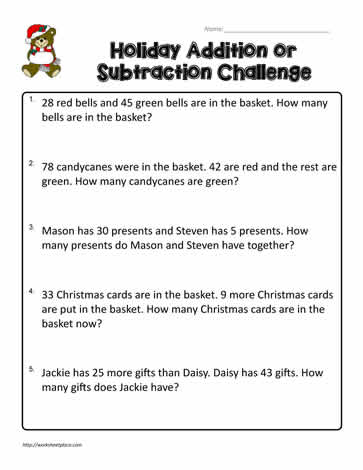 3rd grade math word problems printable worksheet