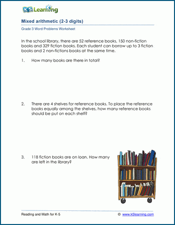 Grade 3 mixed word problems - column math | Worsheets library