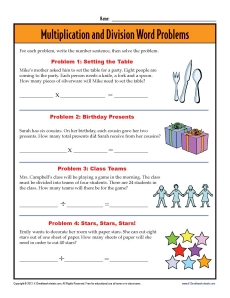 3rd Grade Word Problem Worksheets