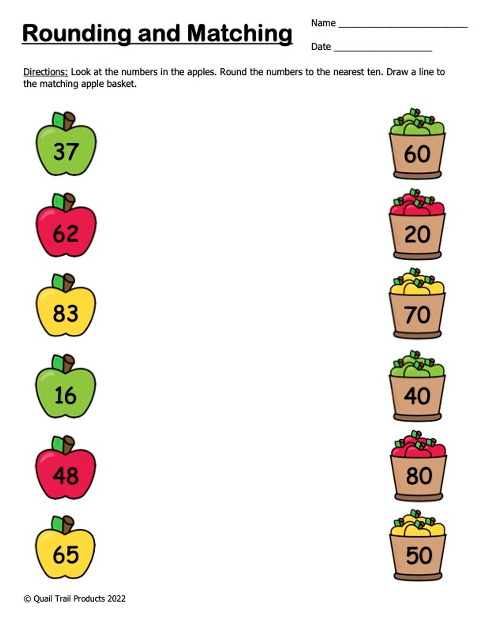 Grade 3 Rounding Worksheet Round numbers to nearest 10 or 100