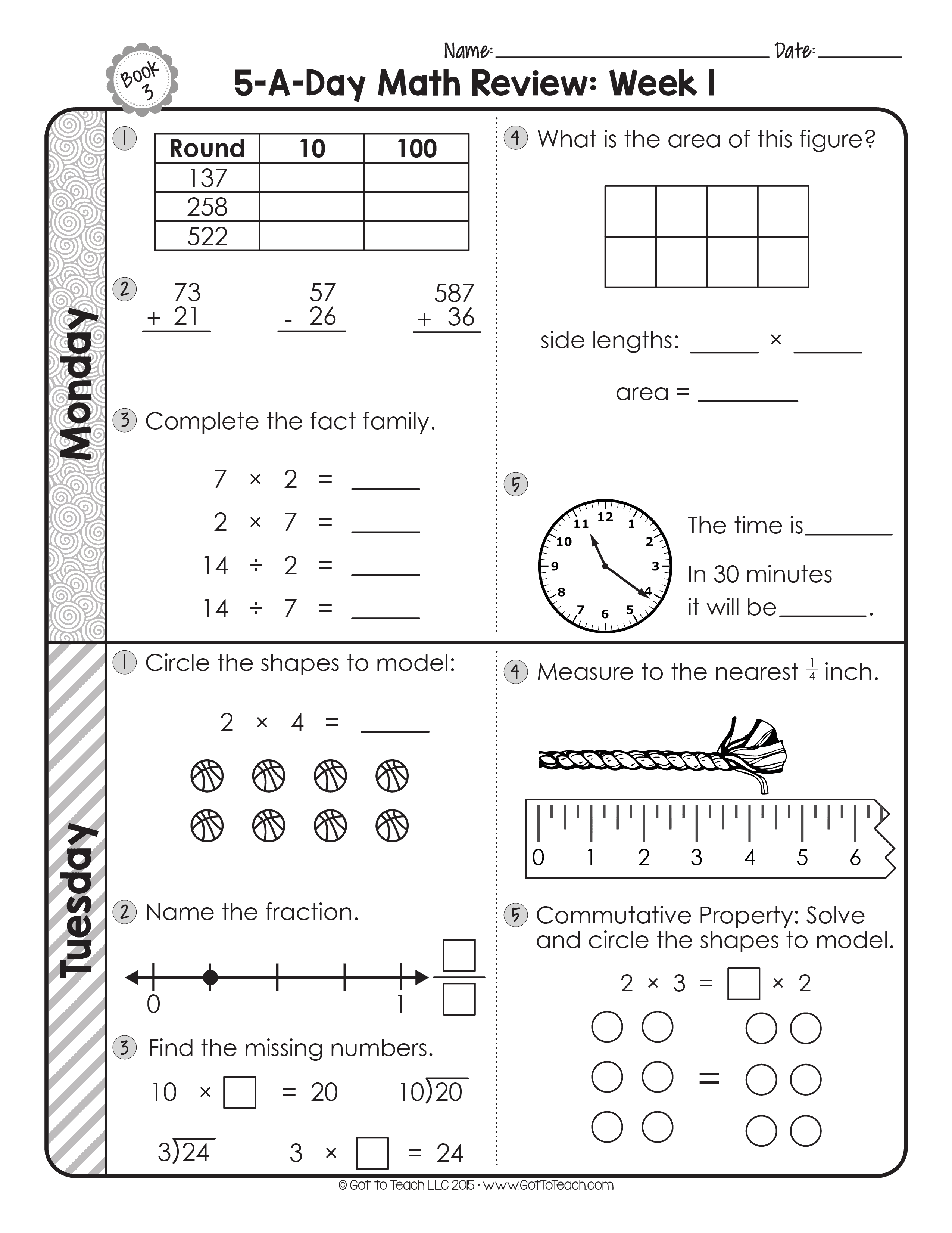 3rd Grade Daily Math Spiral Review