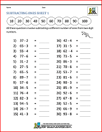 Third Grade Subtraction Worksheets